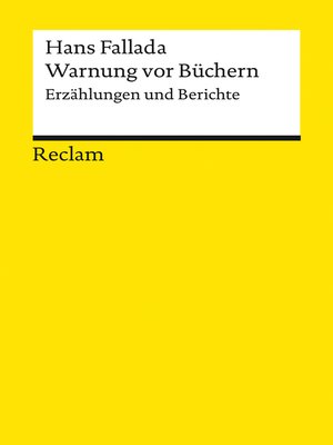 cover image of Warnung vor Büchern. Erzählungen und Berichte
